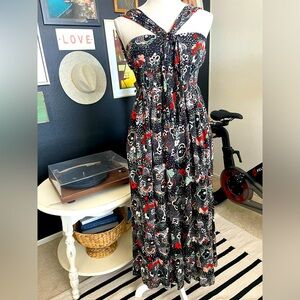 Free People Printed Halter Jumpsuit XS